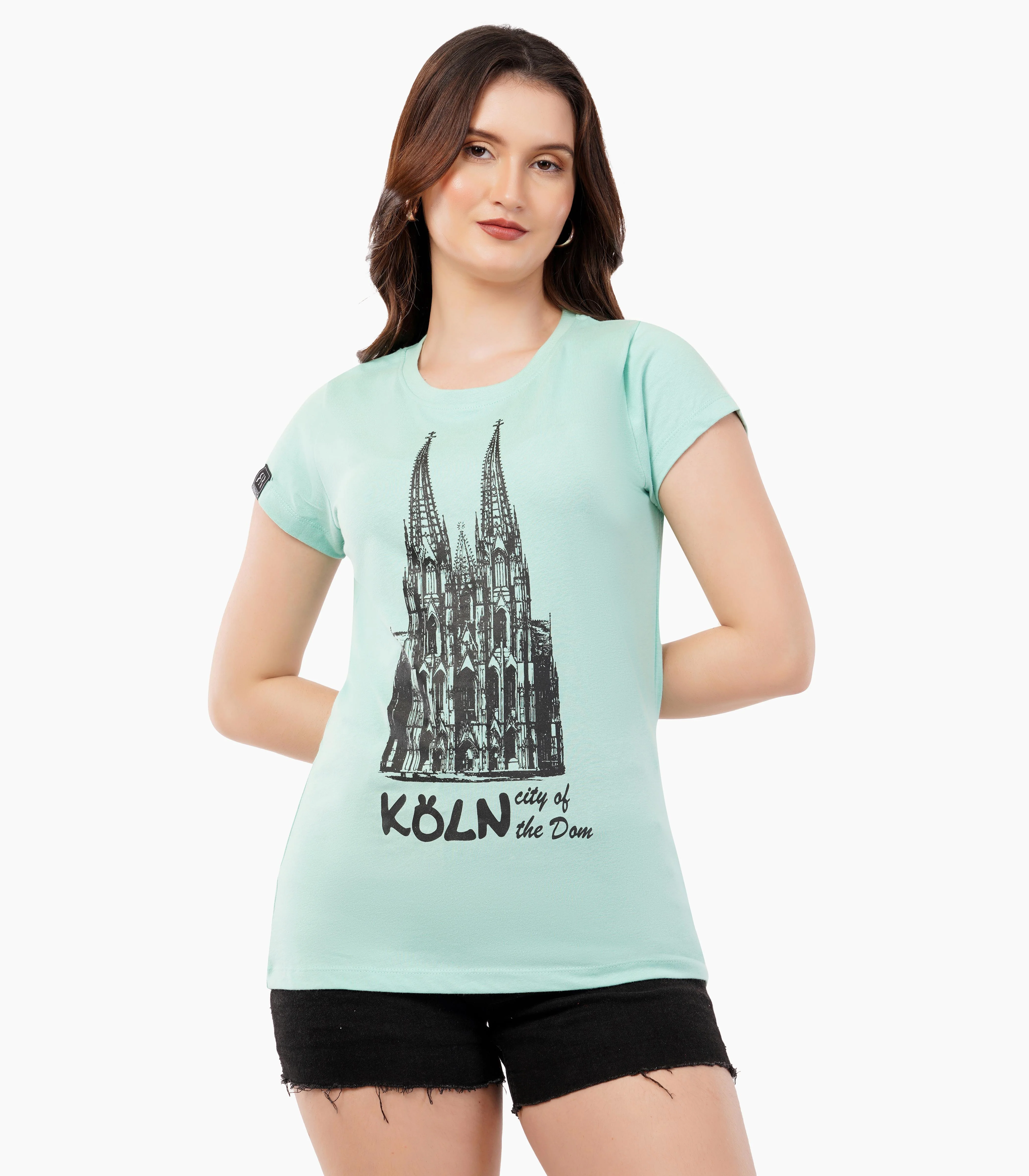 Köln Rundhalsausschnitt T-Shirt Damen-RRT430