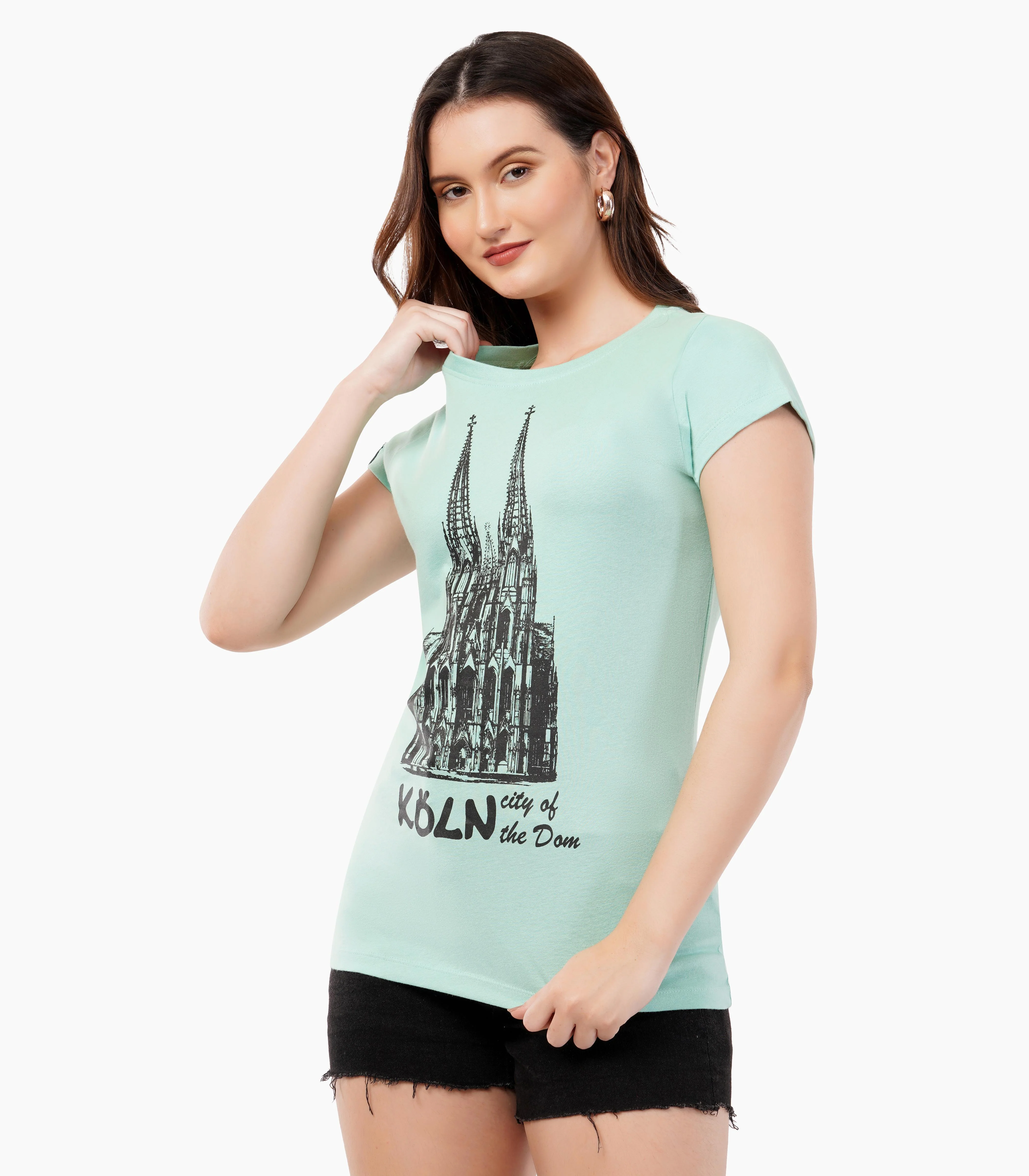 Köln Rundhalsausschnitt T-Shirt Damen-RRT430 - Image 3