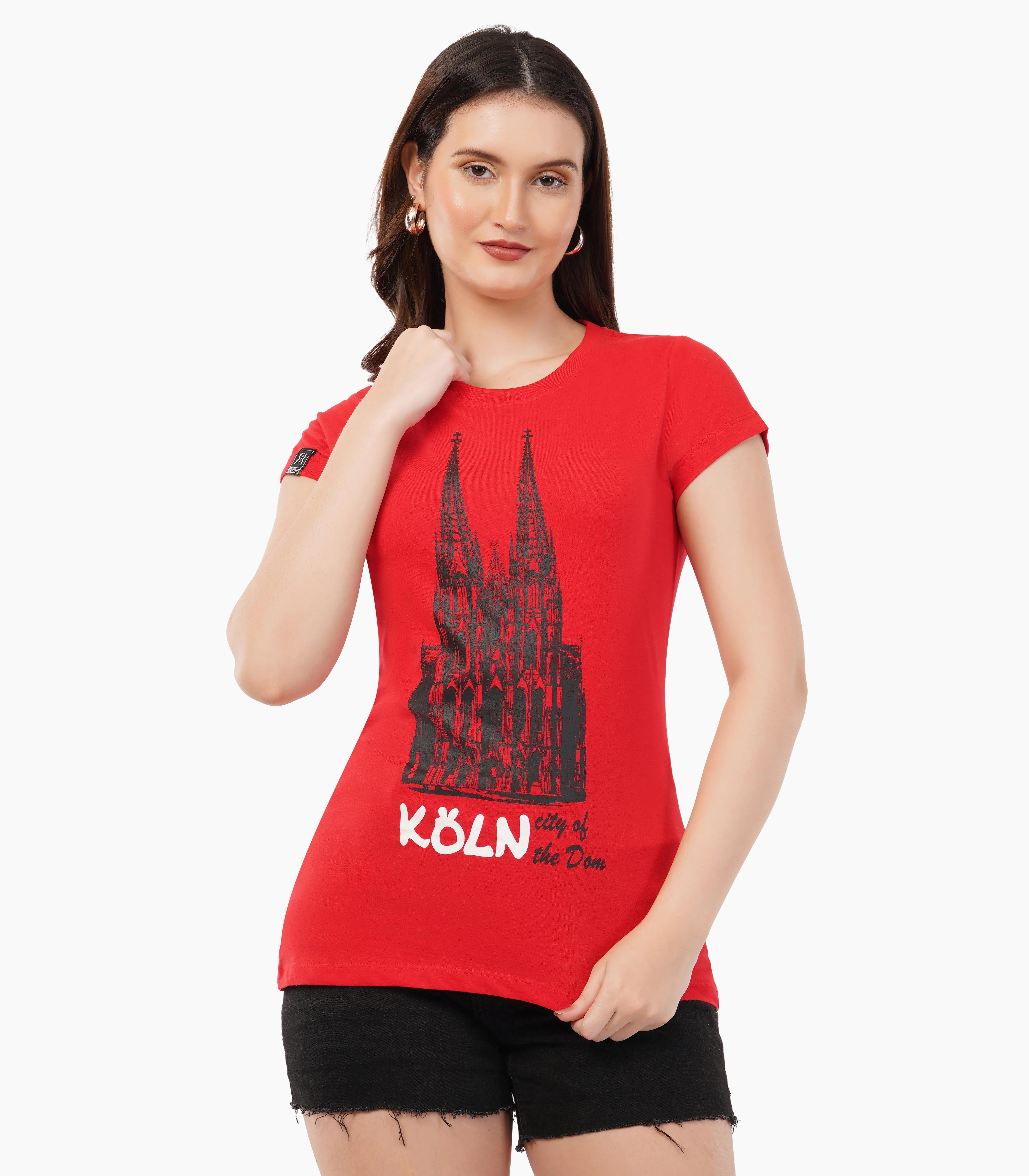 Köln Rundhalsausschnitt T-Shirt Damen-RRT431