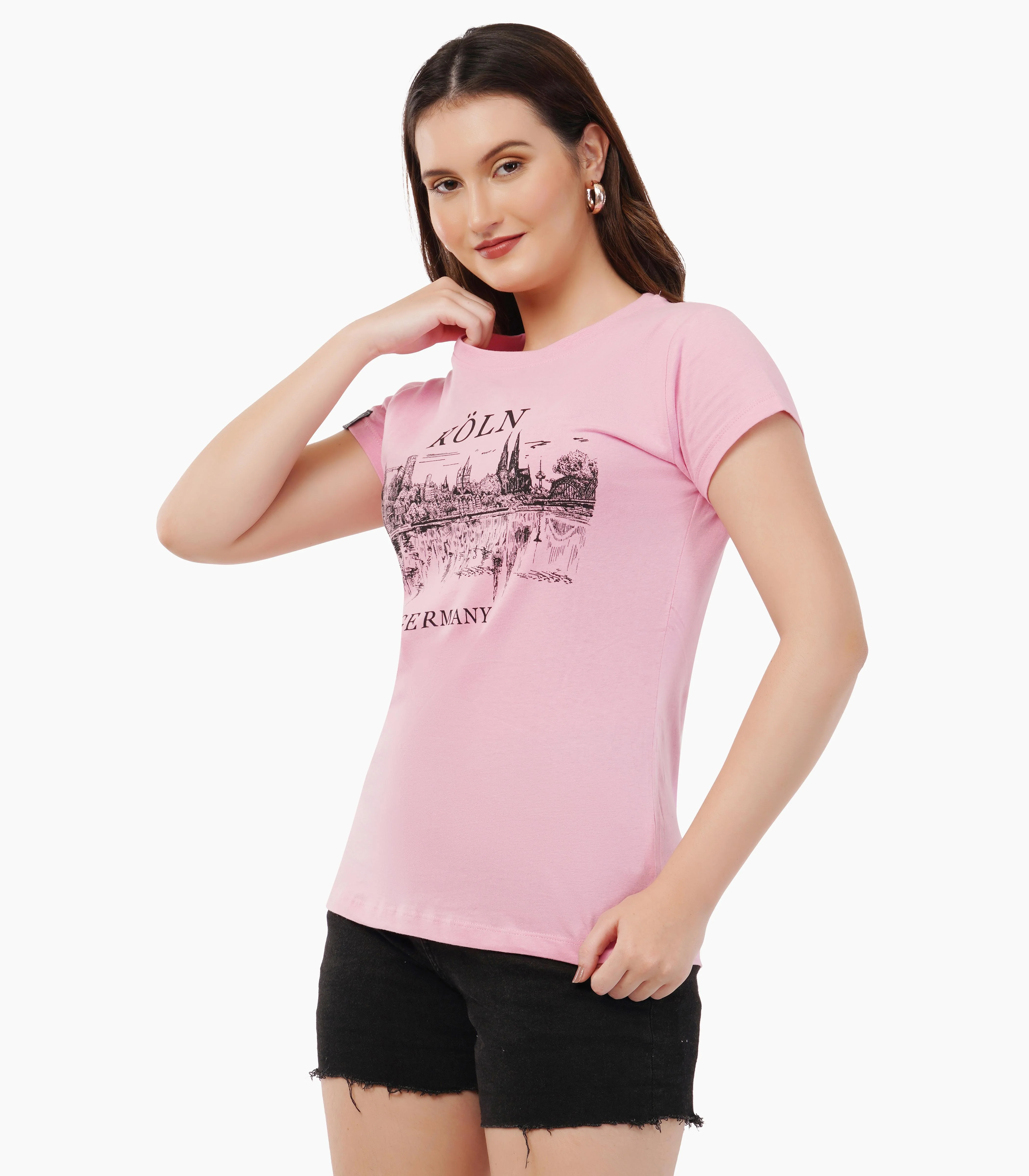 Köln Rundhalsausschnitt T-Shirt Damen-RRT439 - Image 4