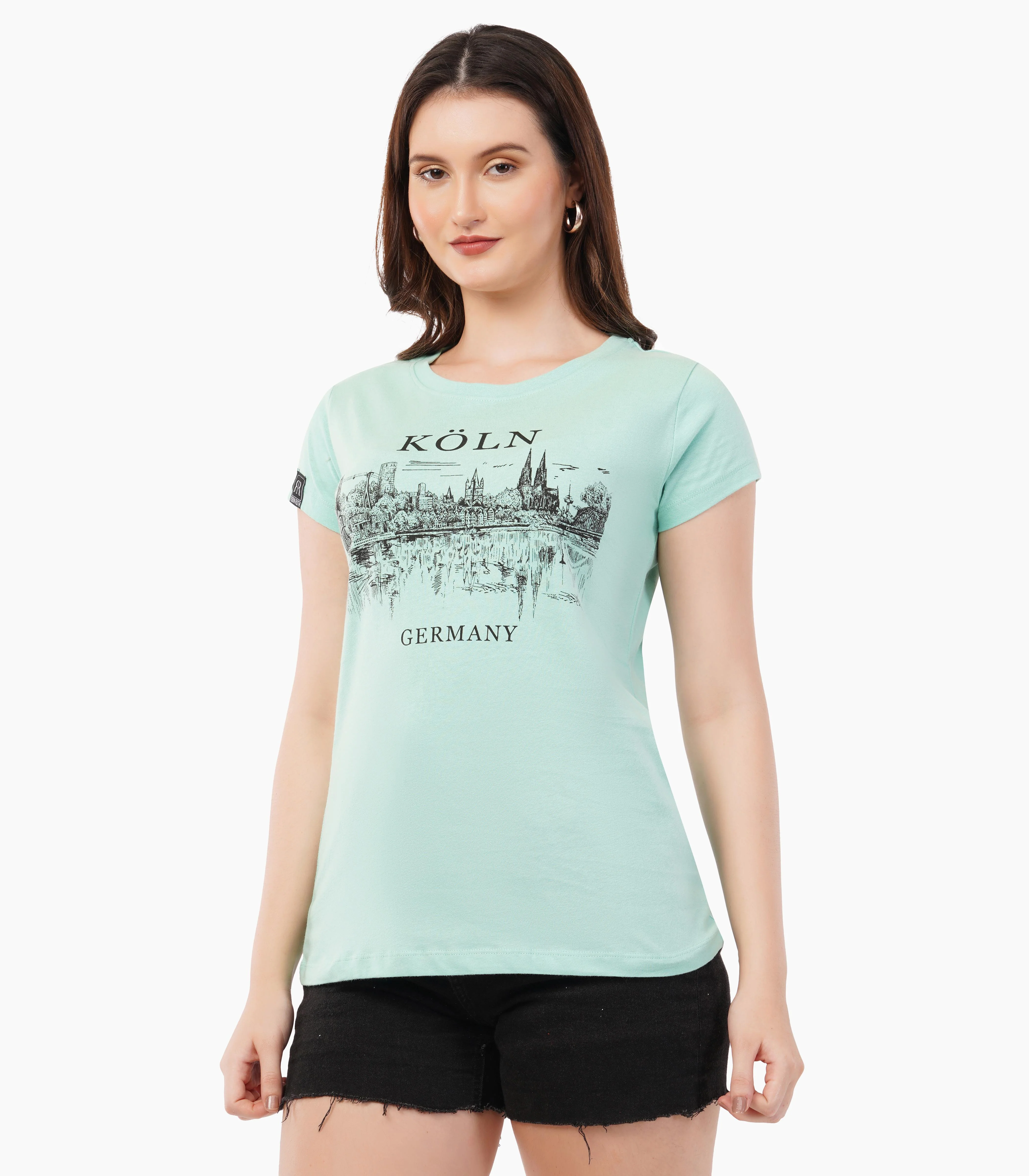 Köln Rundhalsausschnitt T-Shirt Damen-RRT440