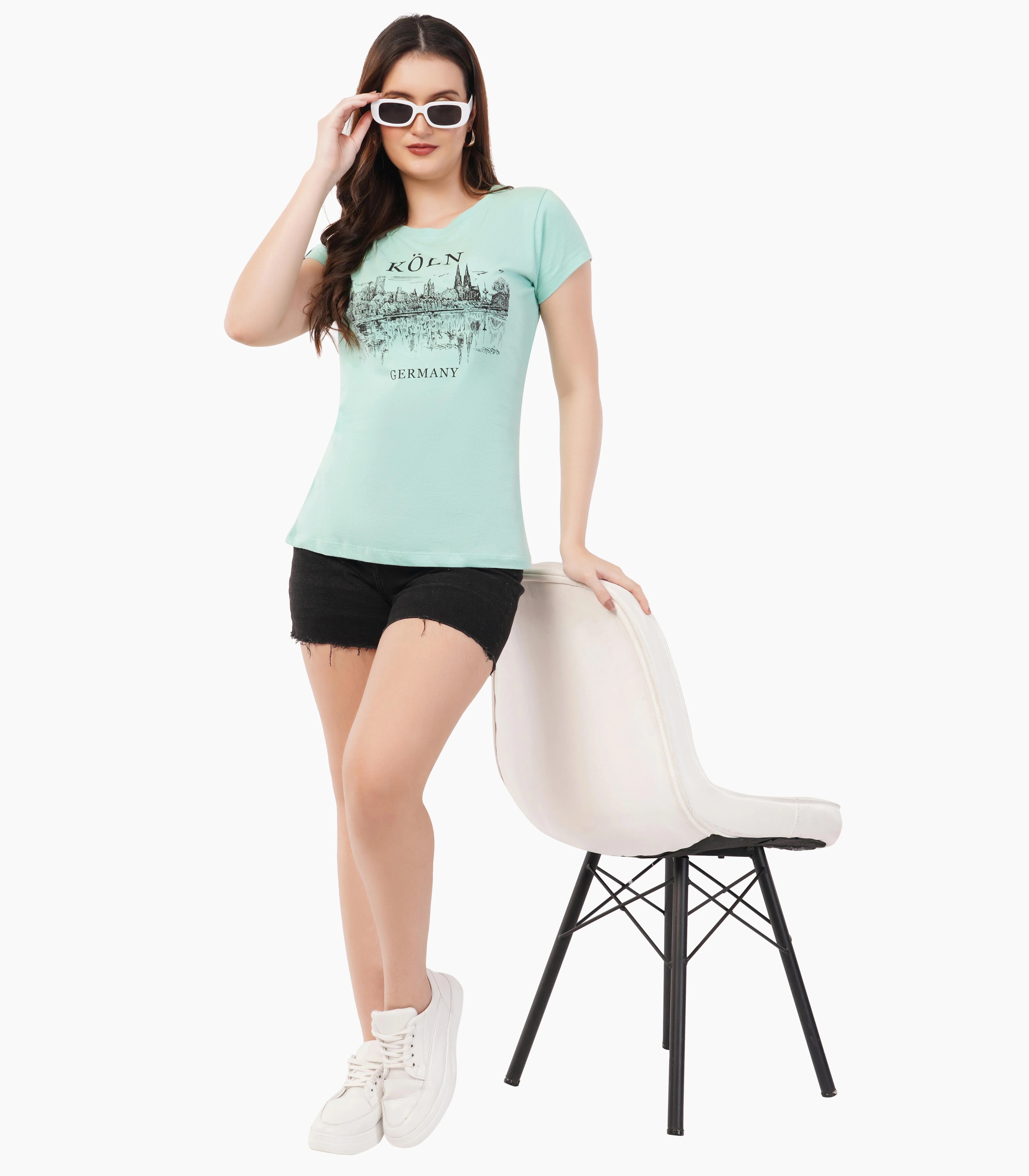 Köln Rundhalsausschnitt T-Shirt Damen-RRT440 - Image 2