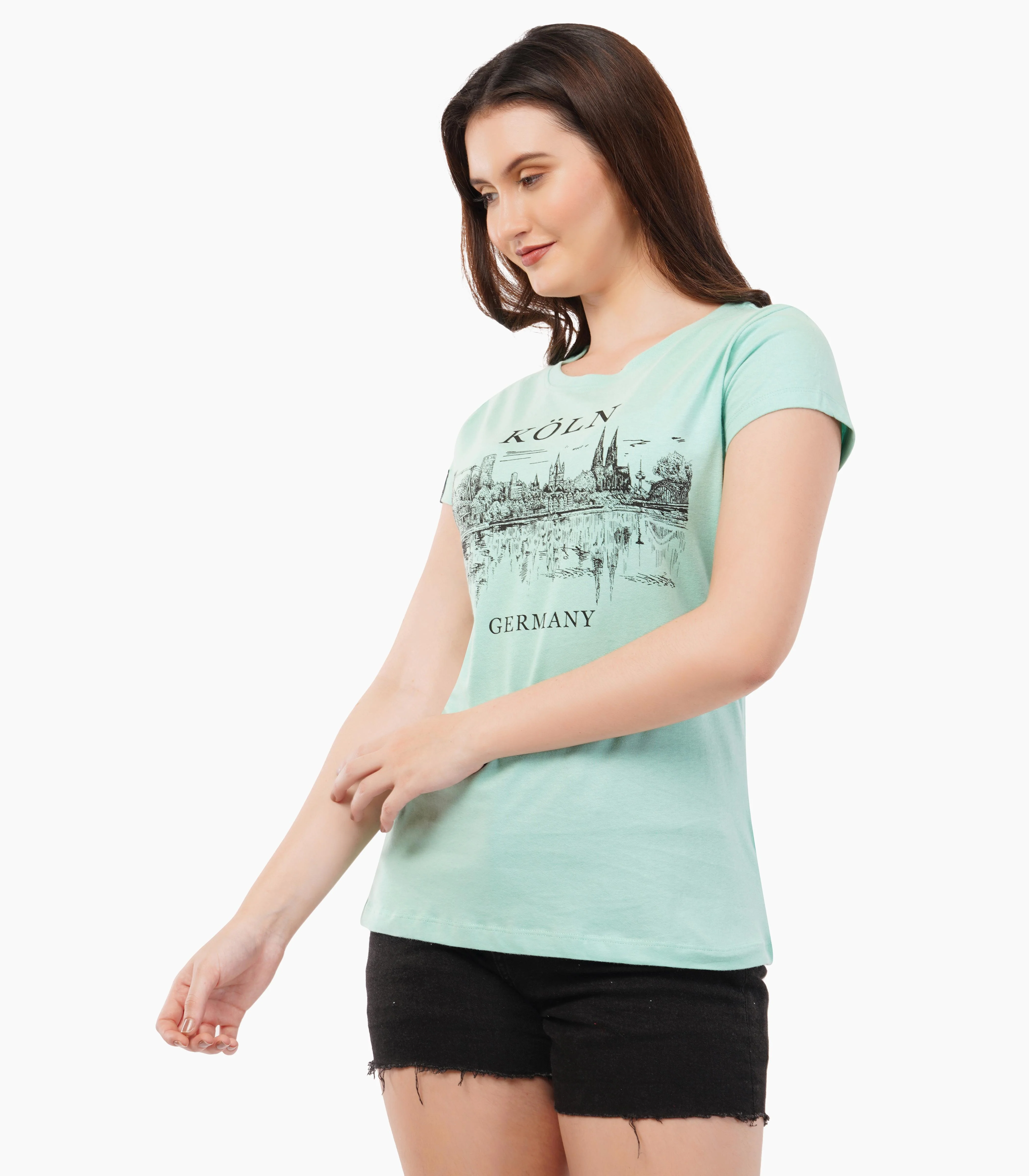 Köln Rundhalsausschnitt T-Shirt Damen-RRT440 - Image 3