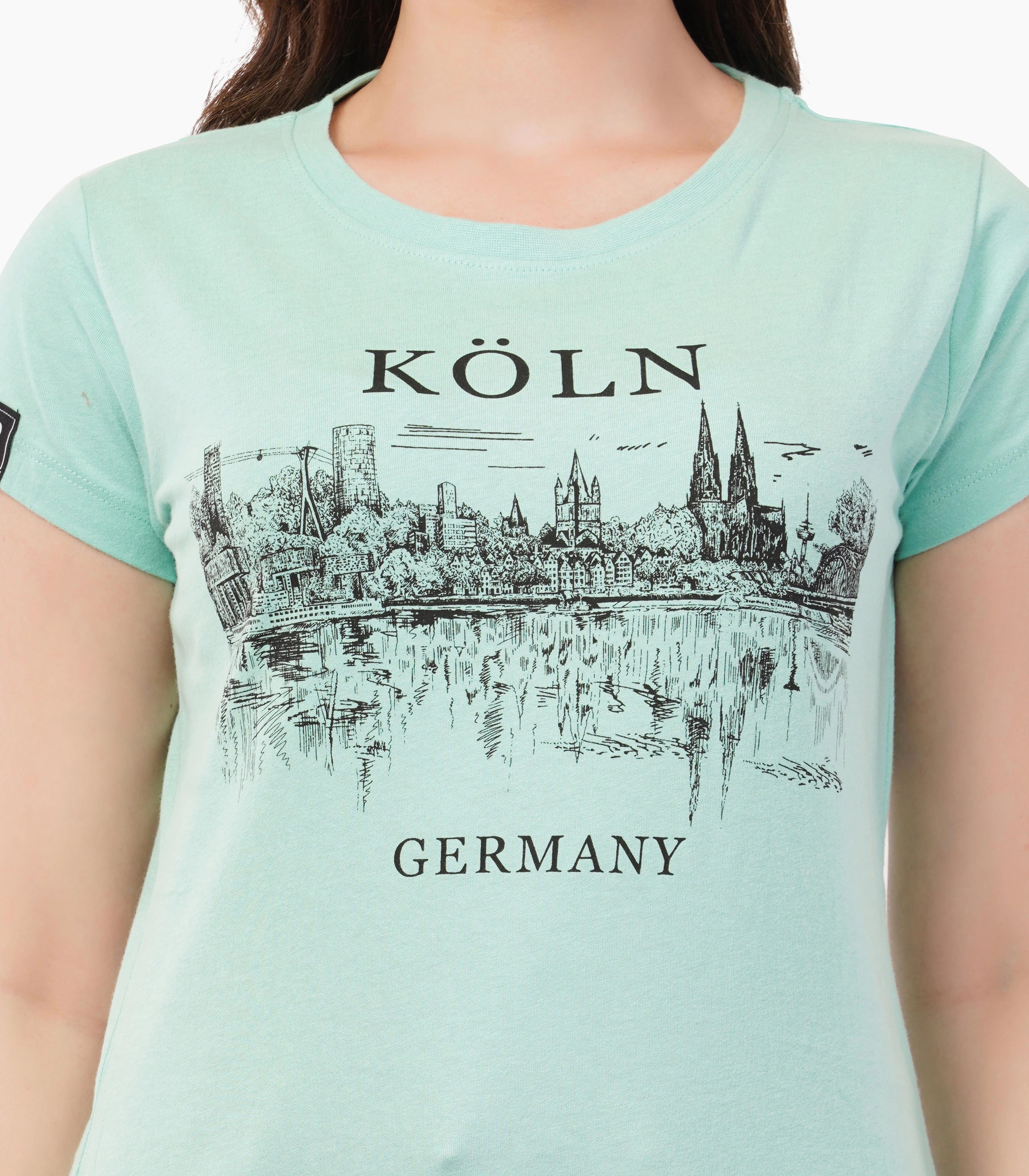 Köln Rundhalsausschnitt T-Shirt Damen-RRT440 - Image 6