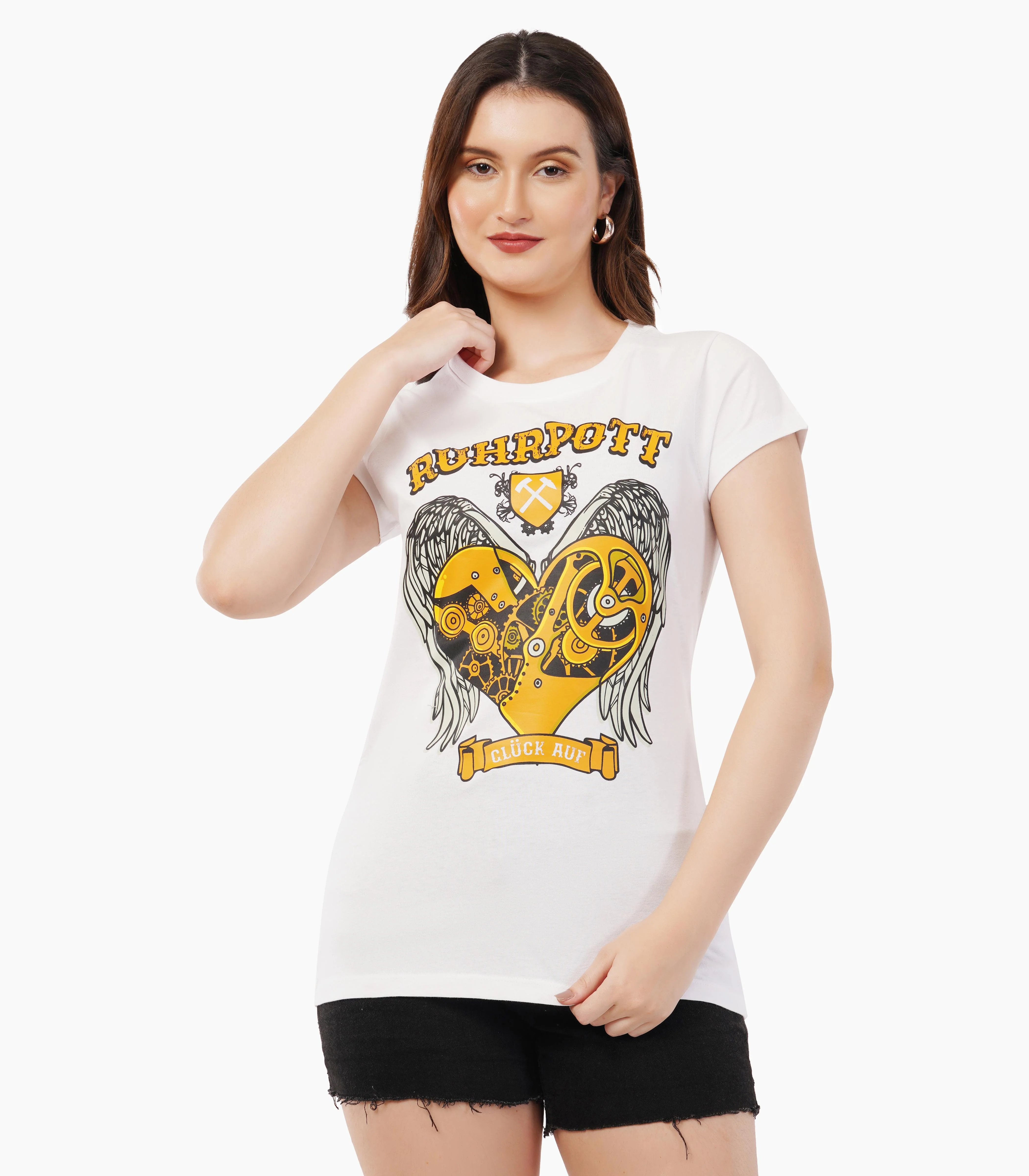 Ruhrpott Rundhalsausschnitt T-Shirt Damen-RRT544
